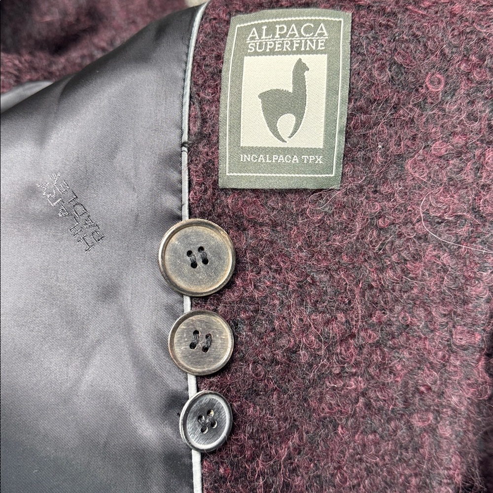 Hilary Radley Alpaca Wool Purple Long Button Peacoat Size 6 - Picture 9 of 11